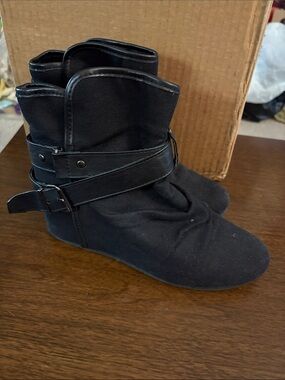 Classic Black Ankle Booties with Buckle Strap
